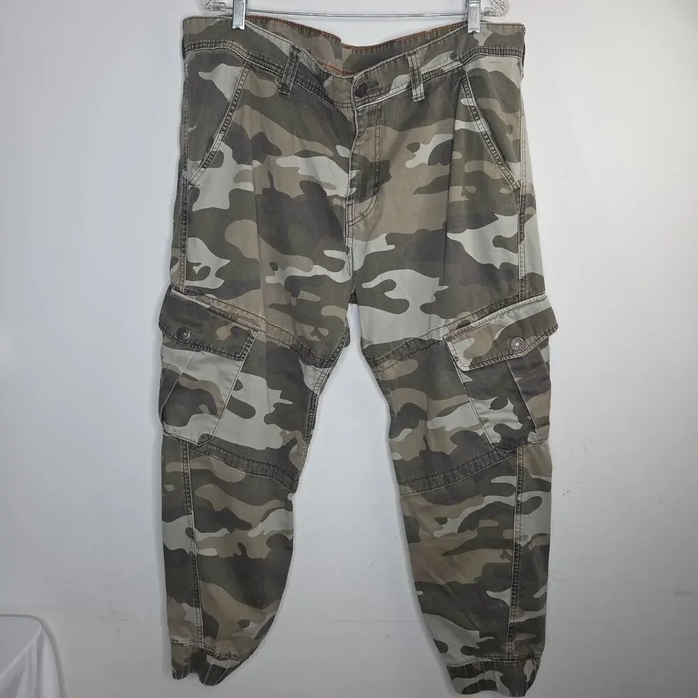 True Religion Joggers Pants Mens 40 Green Camo Denim